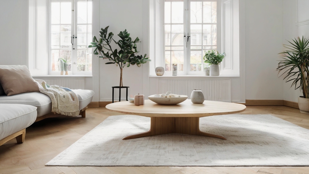 Default Wood and white scandinavian coffee table in wide angl 2