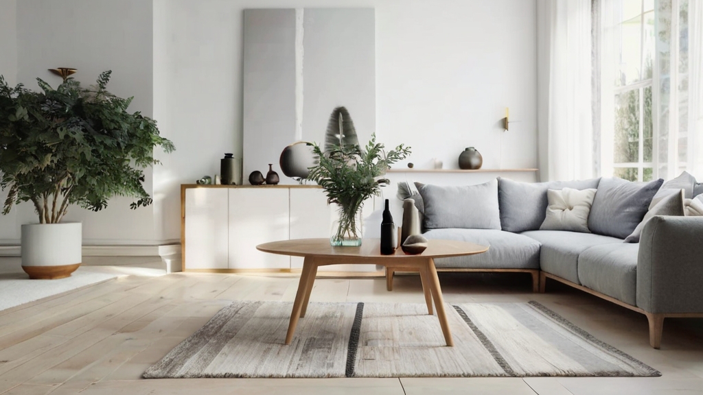 Default Wood and white scandinavian coffee table in wide angl 3