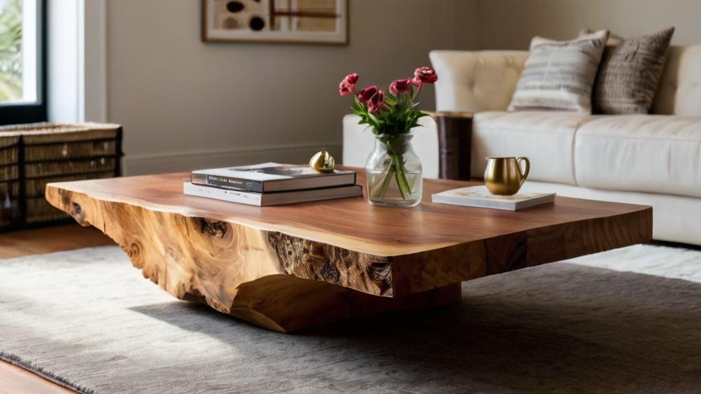 Default live edge wood coffee table in warmth and natural wide 3