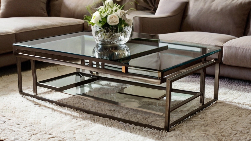 Default metal and glass industrial coffee table Cozy Living Ro 1