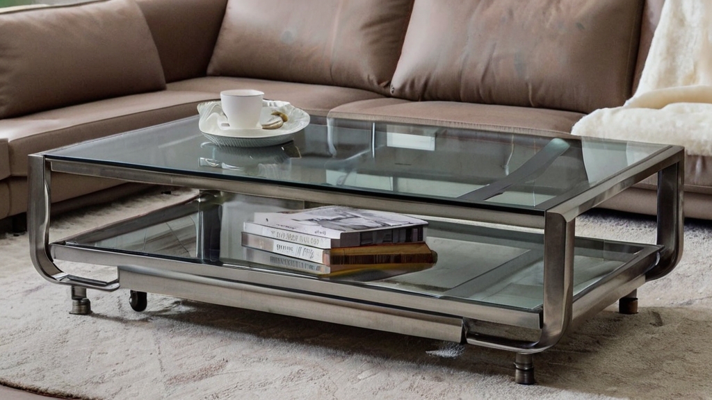 Default metal and glass industrial coffee table Cozy Living Ro 3