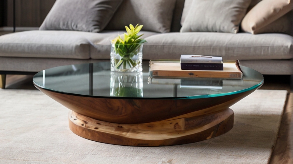 Default perfect round glass coffee table live edge minimalist 3