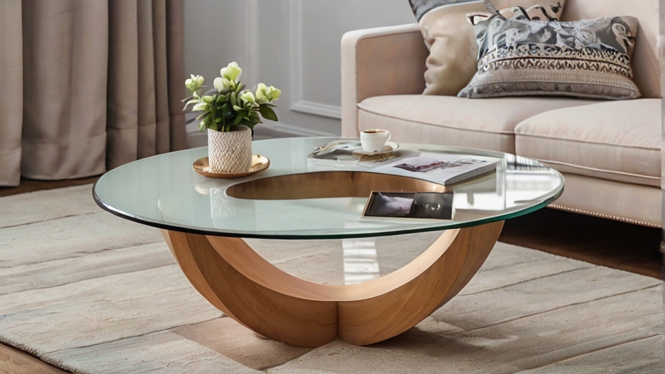 Default round glass coffee table minimalist wooden living room 1 1