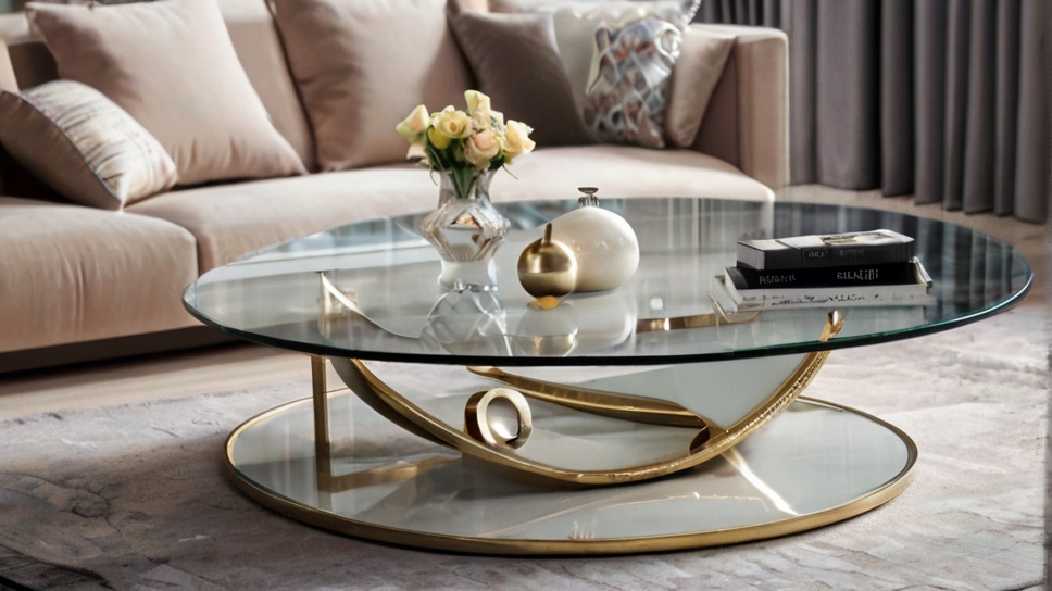 Default round glass coffee table modern minimalist wide angle 0