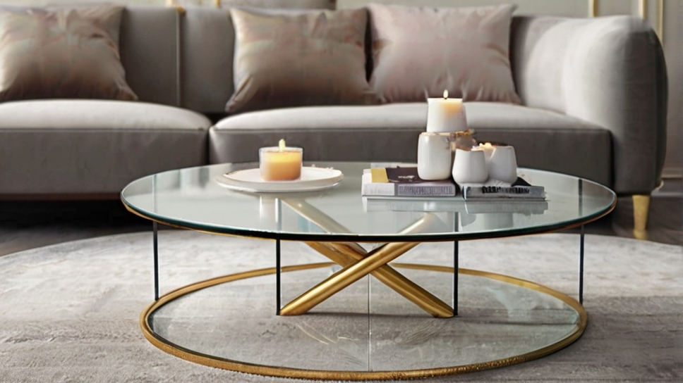 Default round glass coffee table modern minimalist wide angle 1