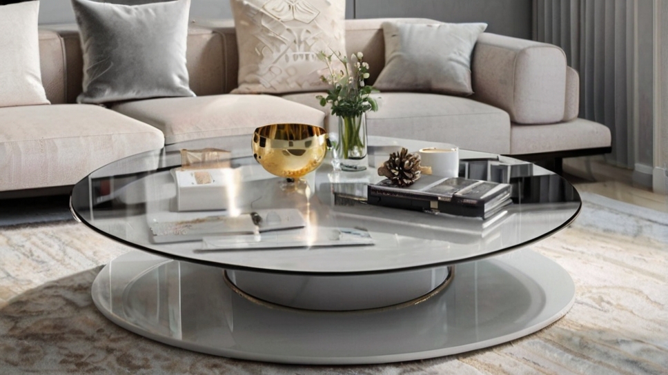 Default round glass coffee table modern minimalist wide angle 2