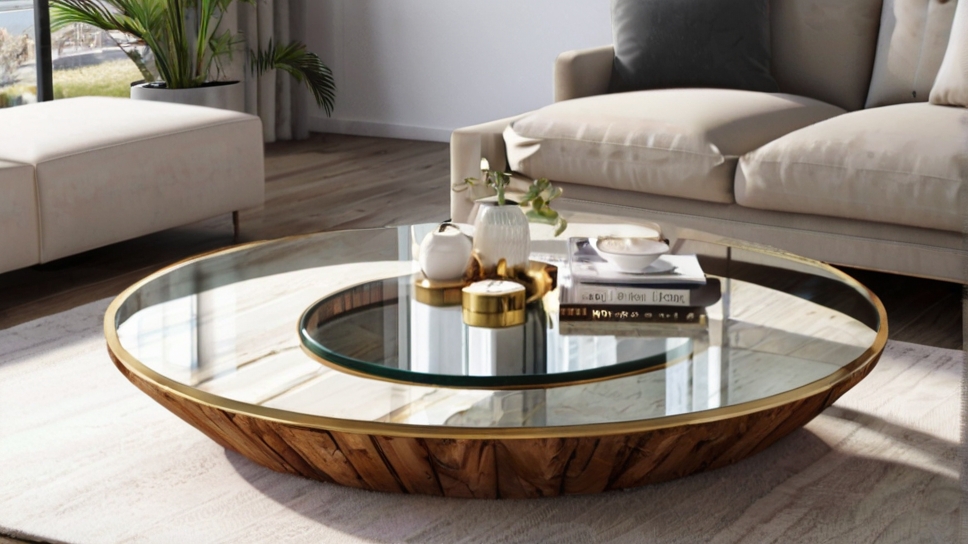 Default round glass coffee table rustic minimalist wide angle 2