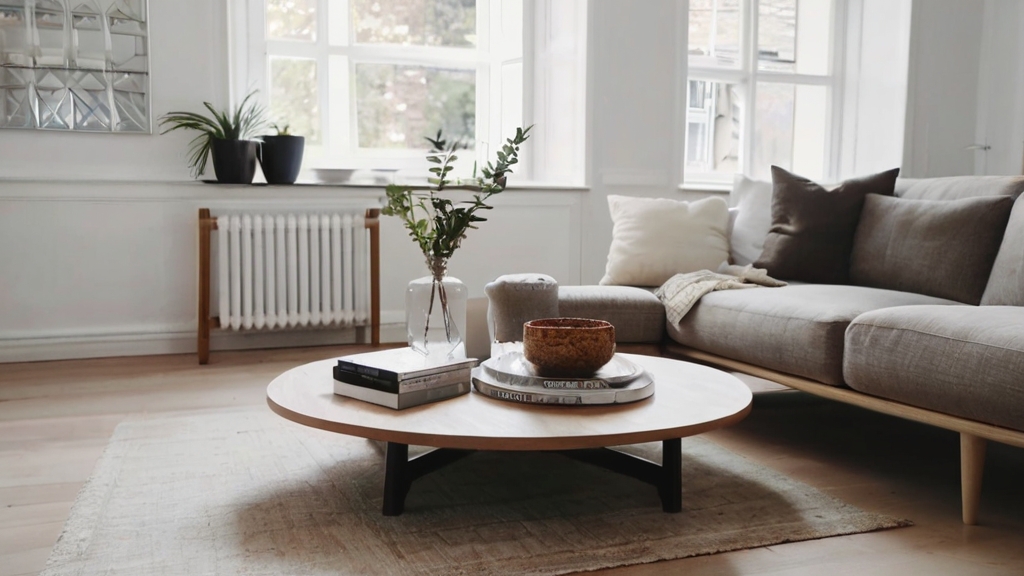 Default round scandinavian coffee table in wide angle living 0