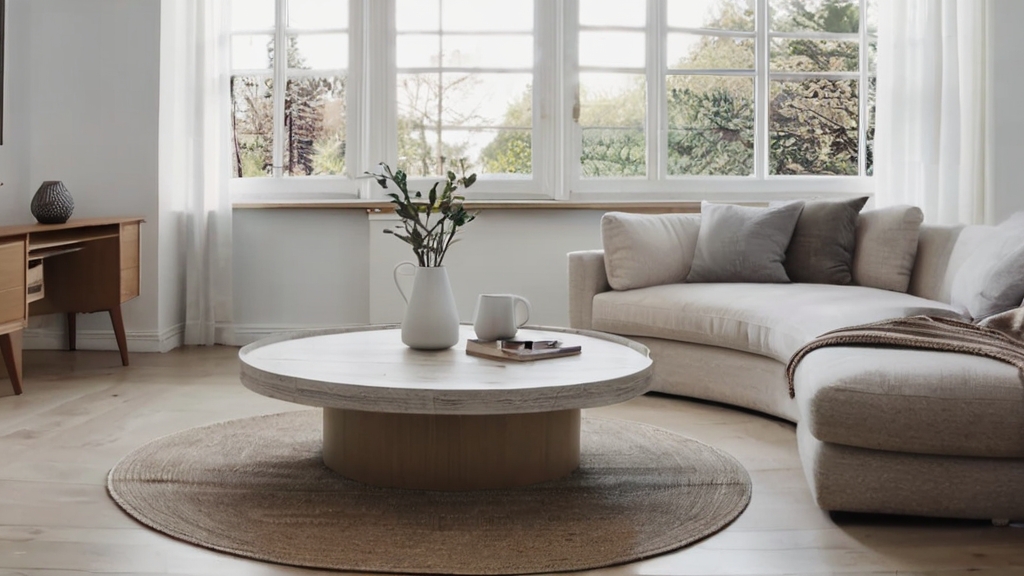 Default round scandinavian coffee table in wide angle living 2