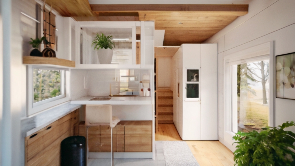 Default tiny house full interior ideas with high cabinets mini 1 1