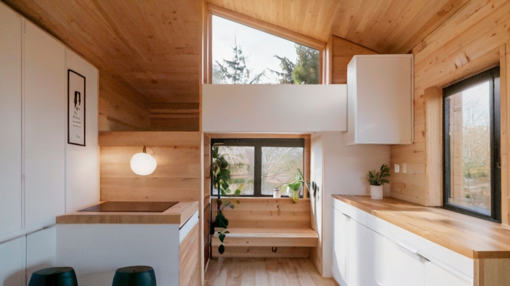 Default tiny house full interior ideas with high cabinets mini 1