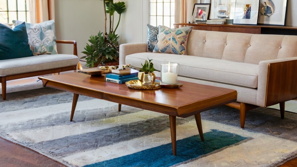Default walnut Mid Century Coffee Table Wide Angle living room 0