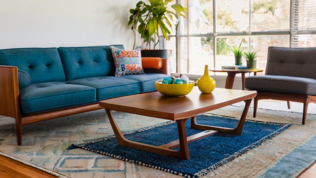 Default walnut Mid Century Coffee Table Wide Angle living room 1