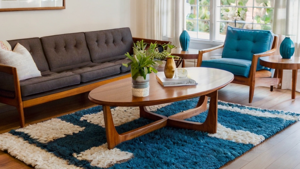 Default walnut Mid Century Coffee Table Wide Angle living room 2