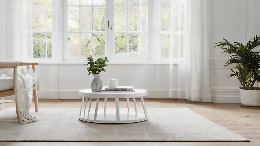 Default white scandinavian coffee table in wide angle living 0