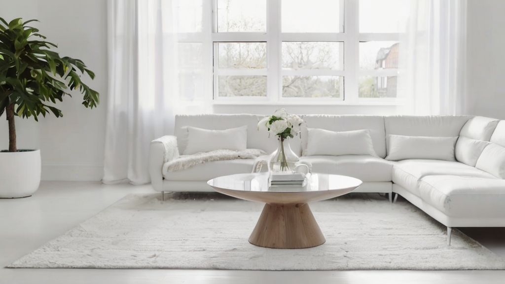 Default white scandinavian coffee table in wide angle living 1