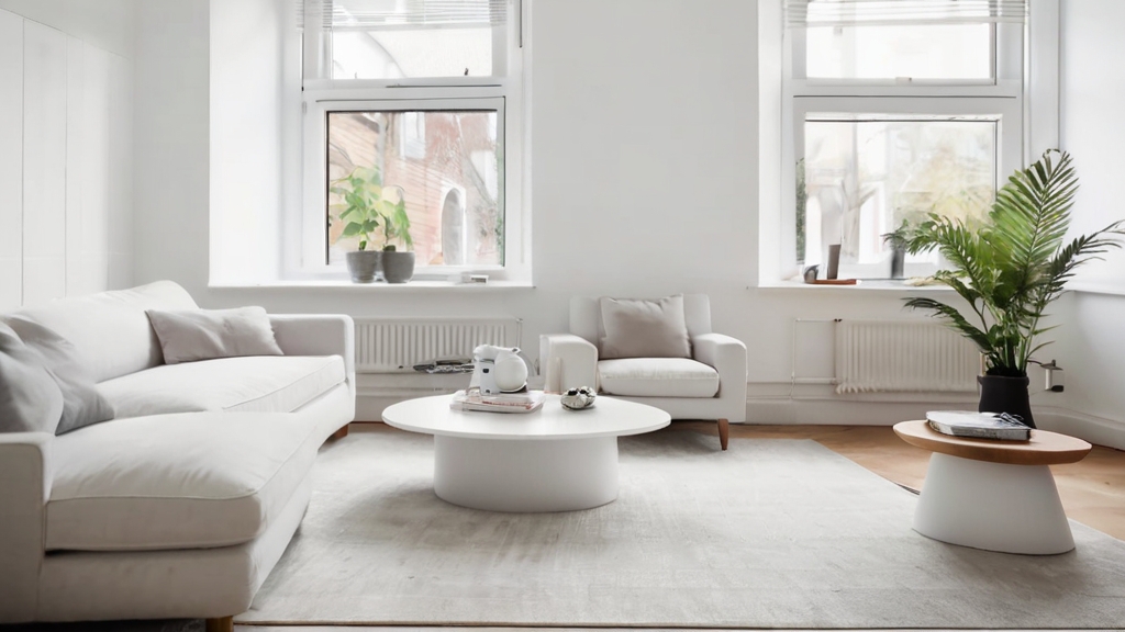 Default white scandinavian coffee table in wide angle living 3