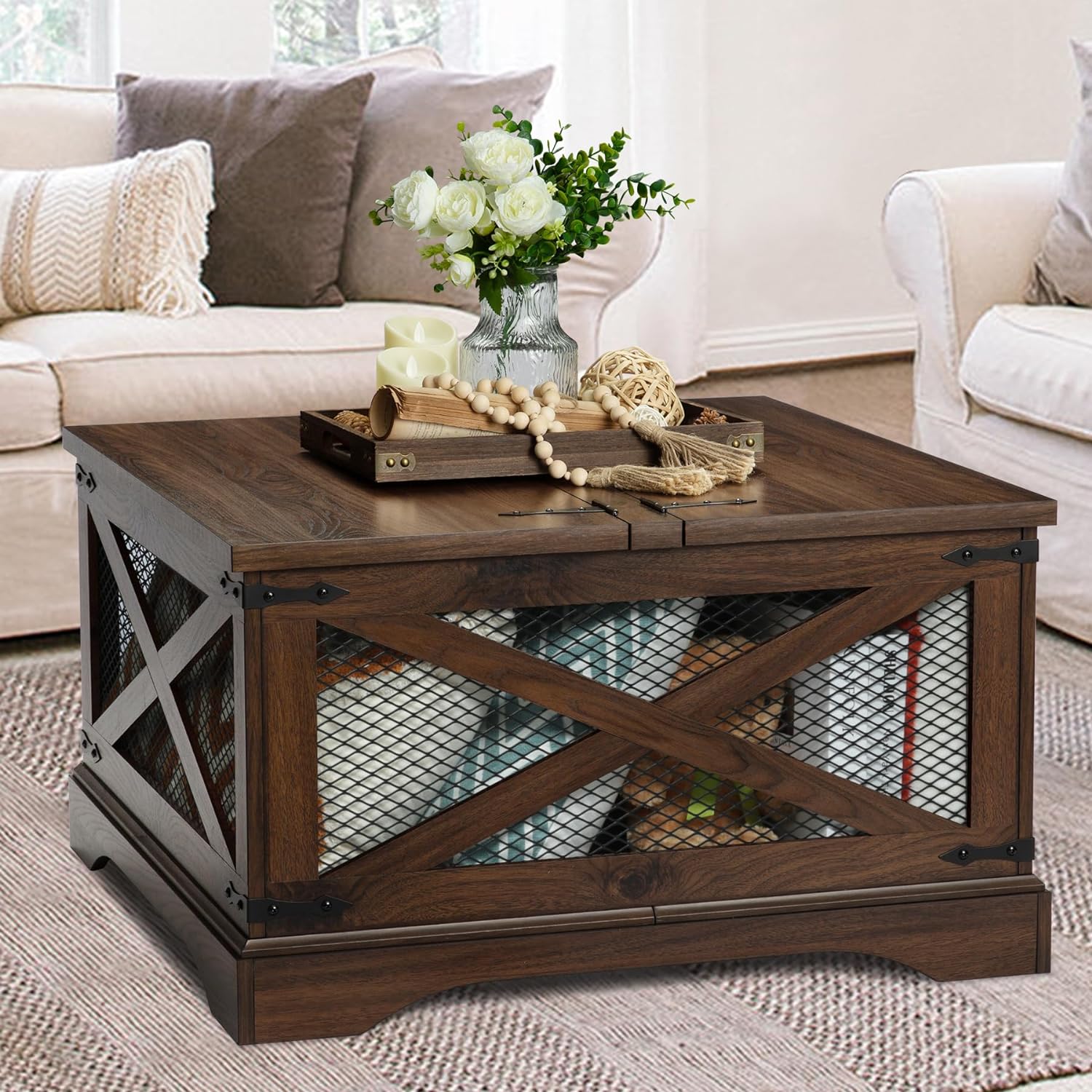 HOKYHOKY Square Coffee Table with Storage
