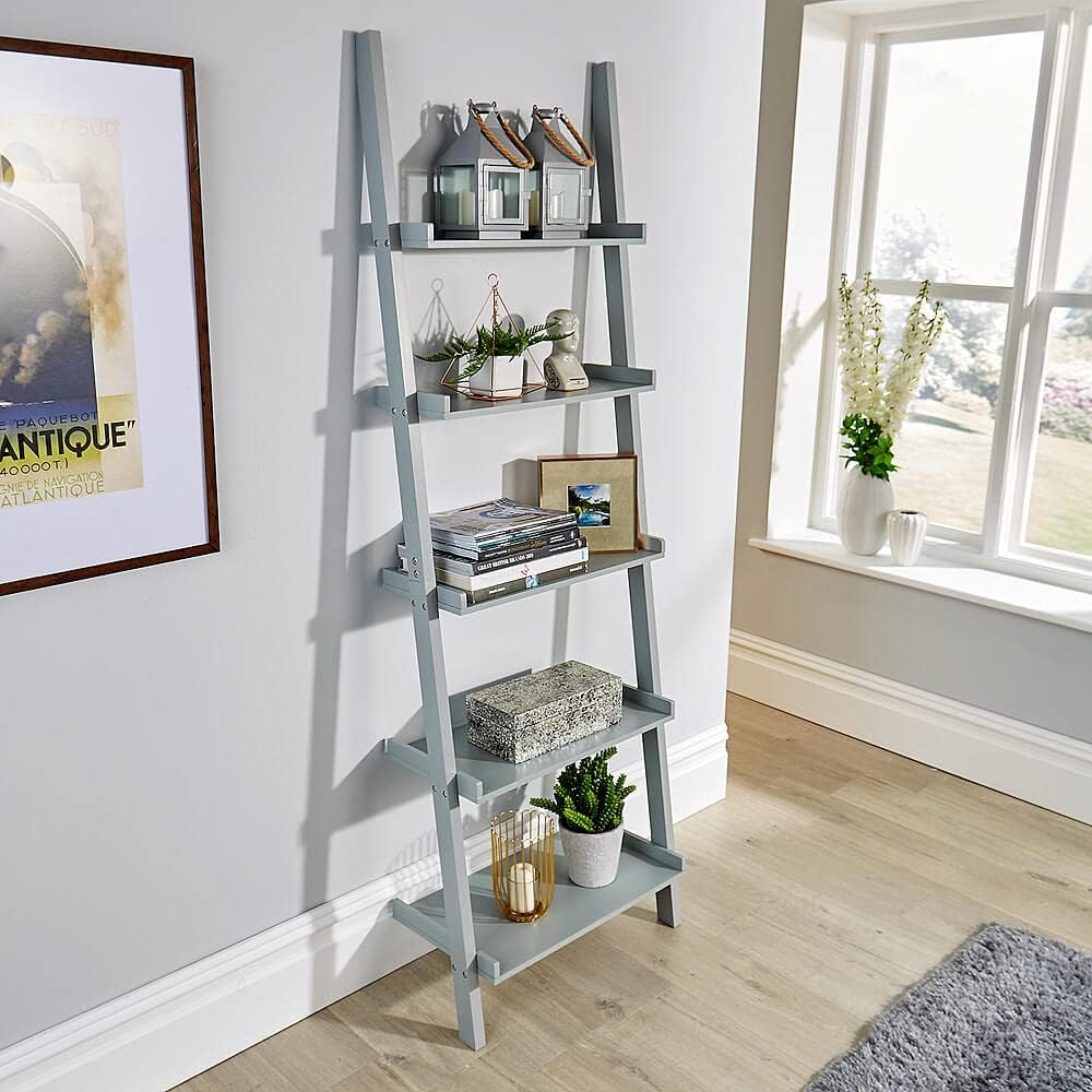 Home Source Ladder Bookcase Shelving Unit Display Ornament Stand Shelf Wall Rack Storage