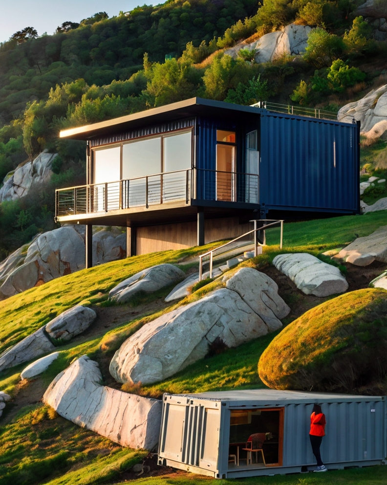 Default container house with steps on hill 2