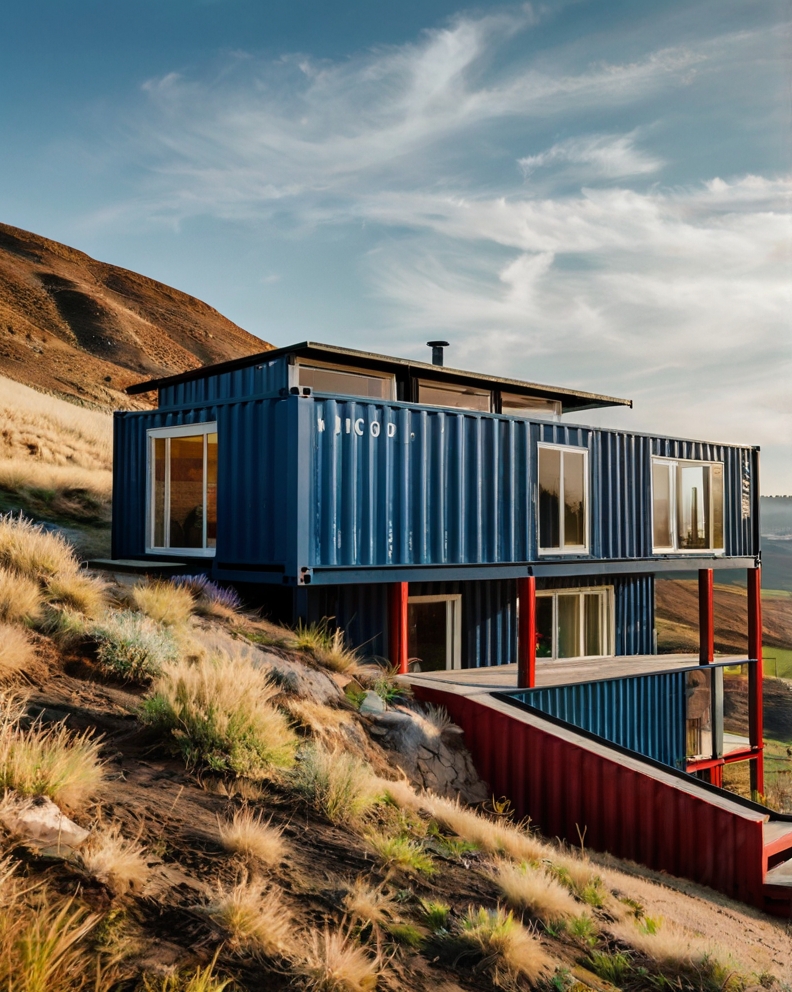 Default container house with steps on hill 3