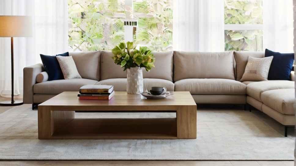 Default large minimalist living room with Solid Wood Coffee Ta 0 1