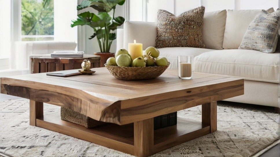 Default large minimalist living room with Solid Wood Coffee Ta 0 2
