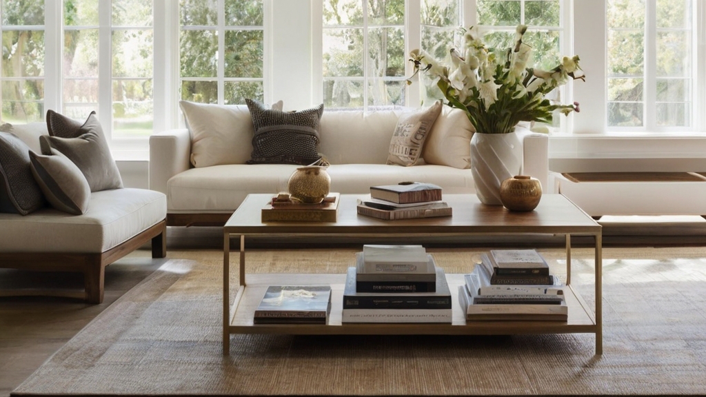 Default large minimalist living room with Solid Wood Coffee Ta 0 3