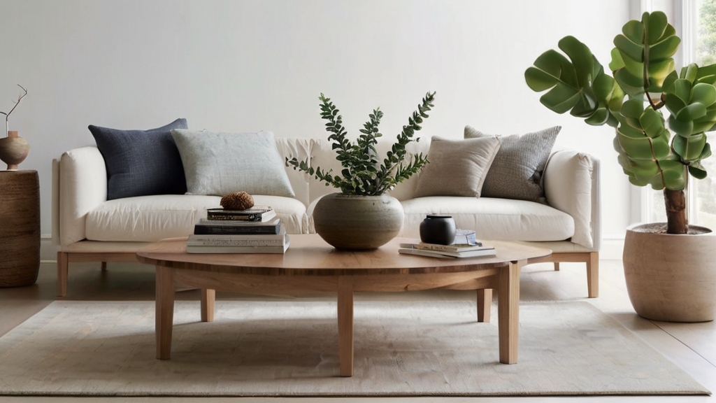 Default large minimalist living room with Solid Wood Coffee Ta 0 4
