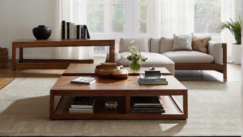 Default large minimalist living room with Solid Wood Coffee Ta 1 1