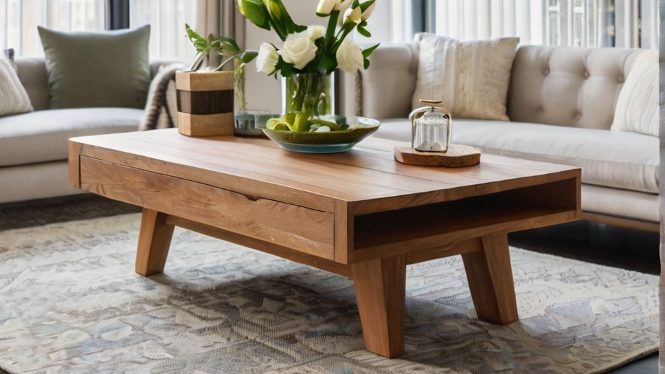 Default large minimalist living room with Solid Wood Coffee Ta 1 2