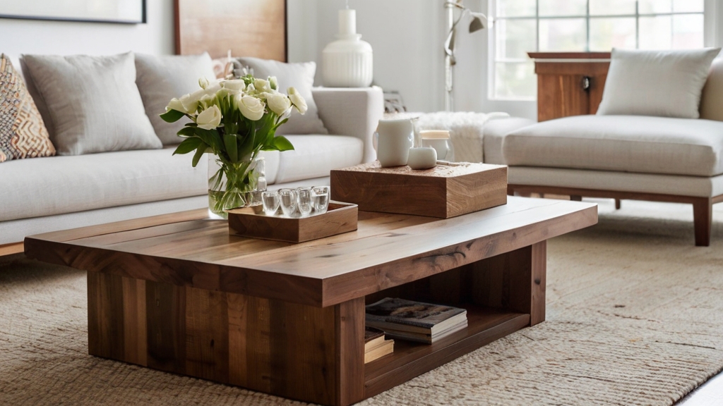 Default large minimalist living room with Solid Wood Coffee Ta 1 5 1