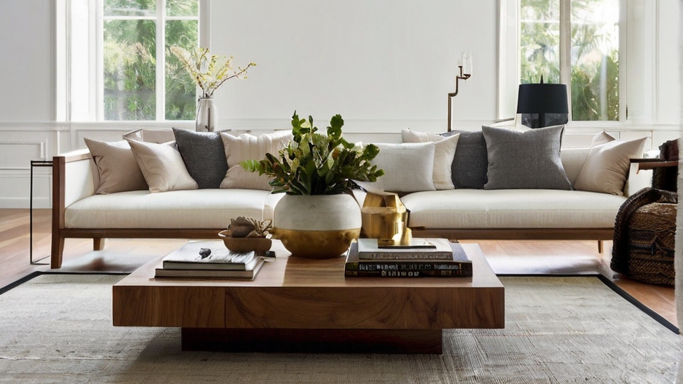 Default large minimalist living room with Solid Wood Coffee Ta 2 1 1