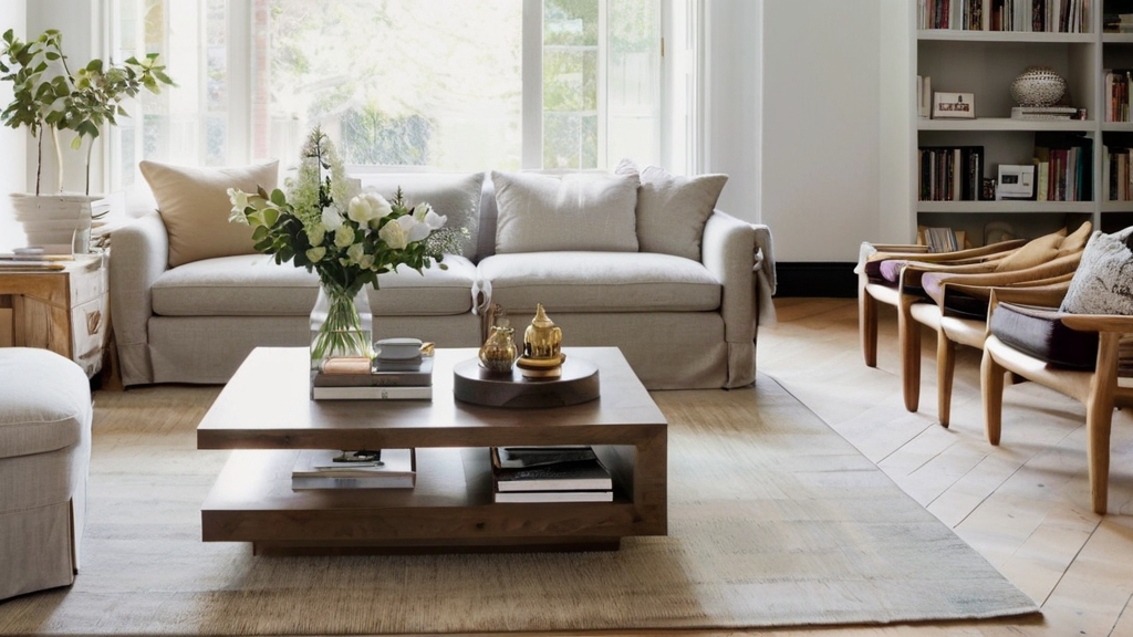 Default large minimalist living room with Solid Wood Coffee Ta 2 3
