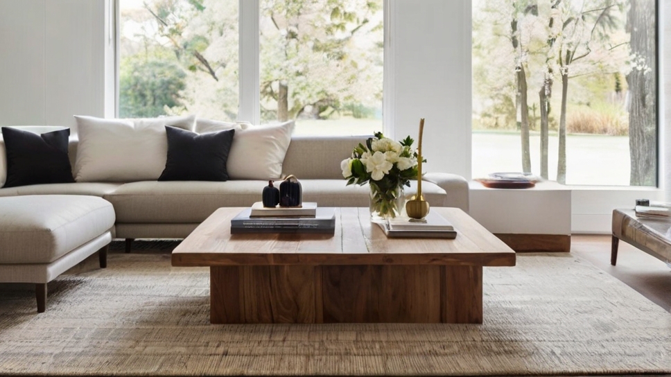Default large minimalist living room with Solid Wood Coffee Ta 3 1 1