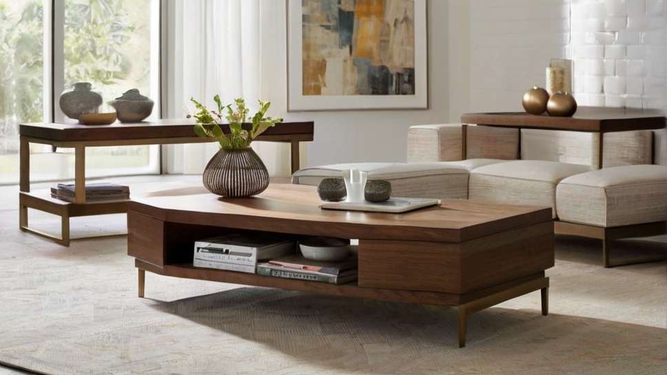 Default large minimalist living room with Solid Wood Coffee Ta 3 1