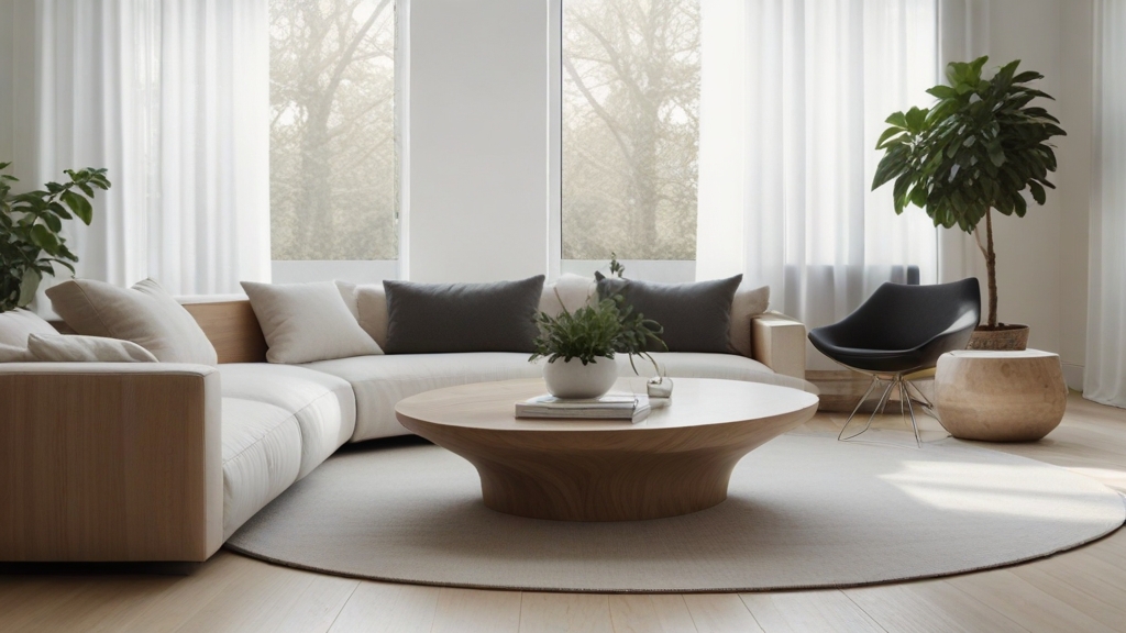 Default minimalist living room wide angle Round Wood Coffee Ta 0 6