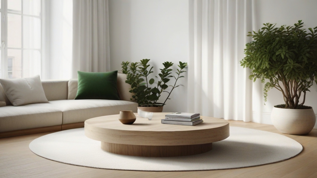 Default minimalist living room wide angle Round Wood Coffee Ta 0 7
