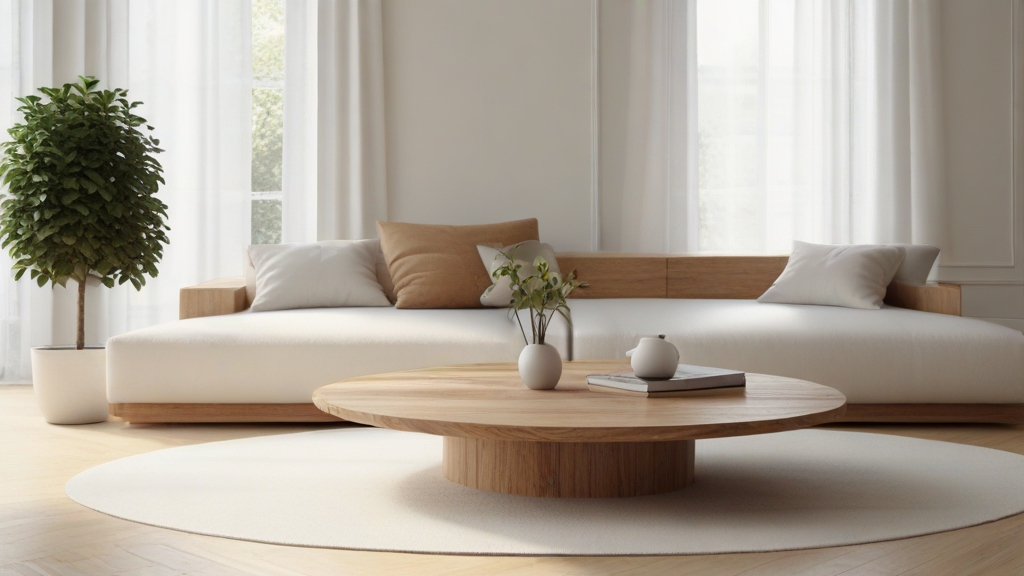 Default minimalist living room wide angle Round Wood Coffee Ta 0 8