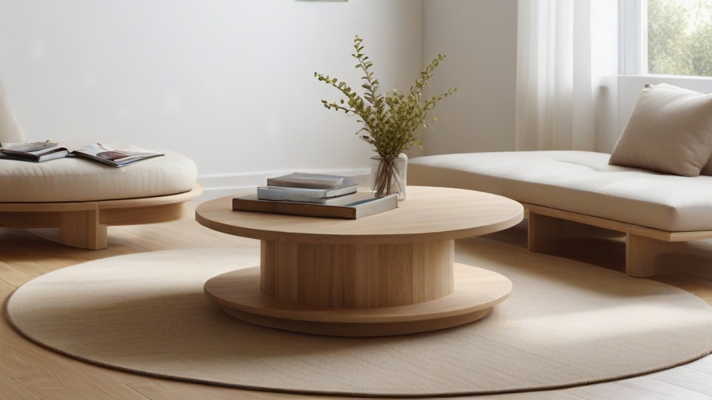 Default minimalist living room wide angle Round Wood Coffee Ta 2 2