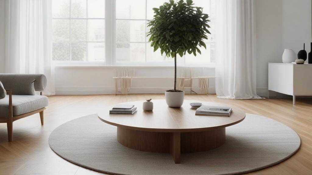Default minimalist living room wide angle Round Wood Coffee Ta 3 3