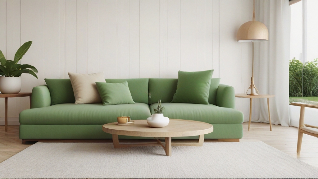 Default minimalist living room wide angle with soft green sofa 3 1