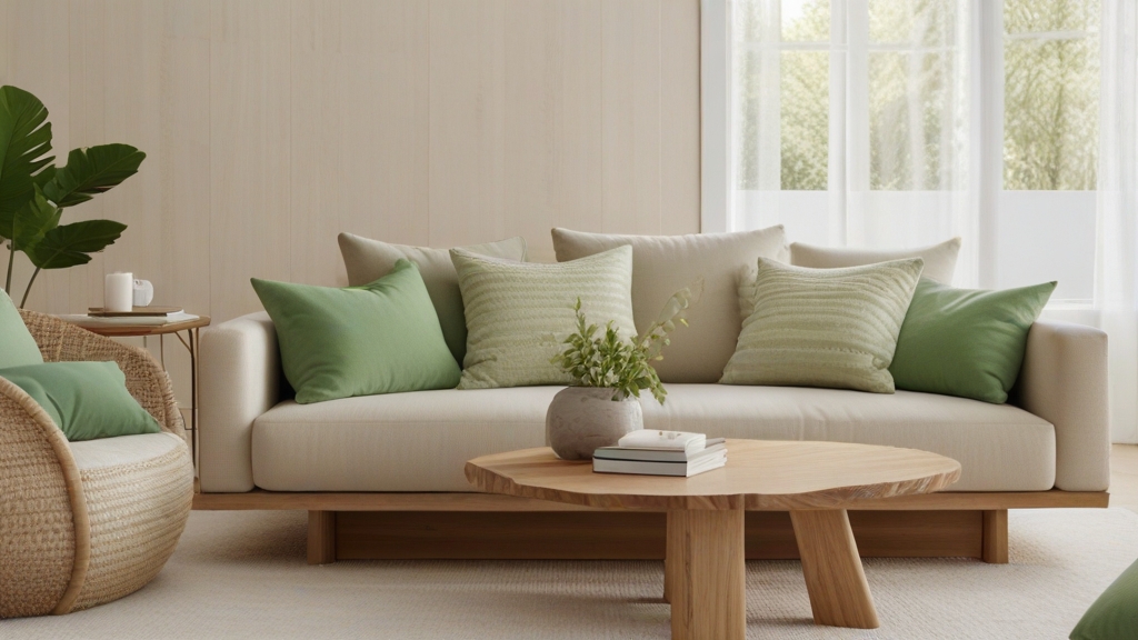 Default minimalist living room with soft green charm sofa Natu 0