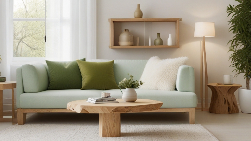 Default minimalist living room with soft green charm sofa Natu 2