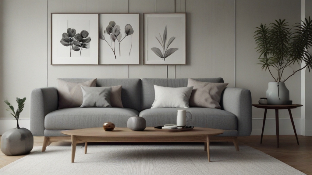Default minimalist living room with soft grey charm sofa and o 2