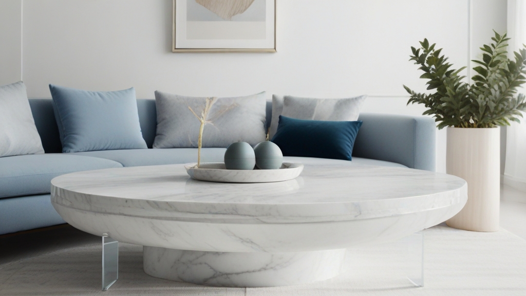 Default minimalist room and soft blue White sofa Modern Marble 3