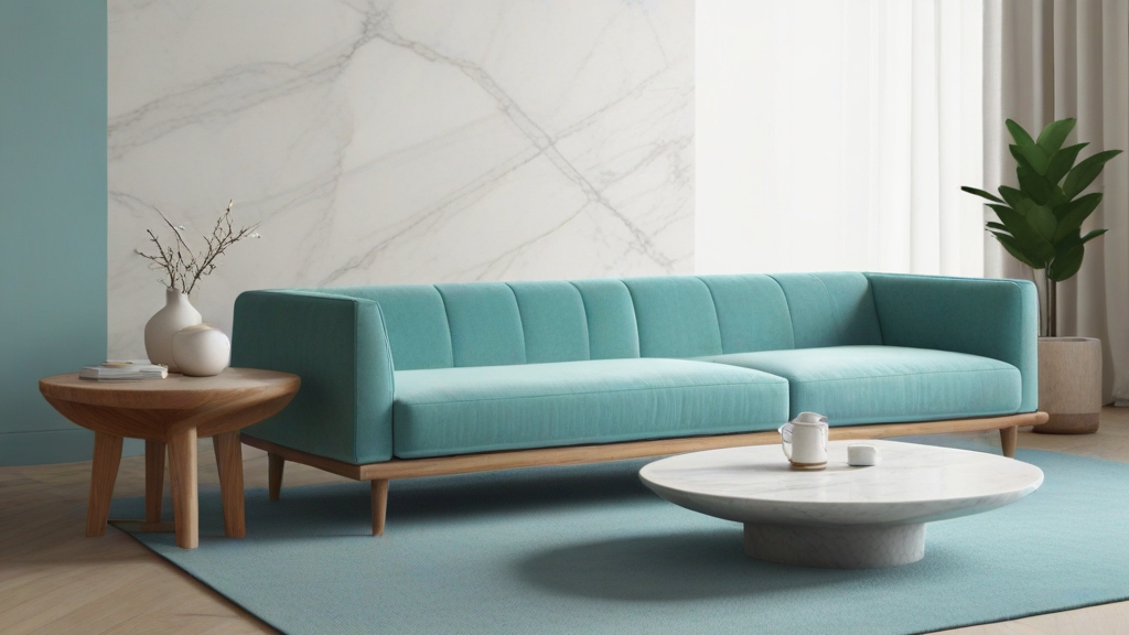 Default minimalist room and soft blue green sofa Modern Marble 2