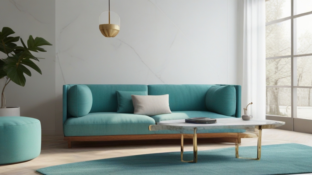 Default minimalist room and soft blue green sofa Modern Marble 3