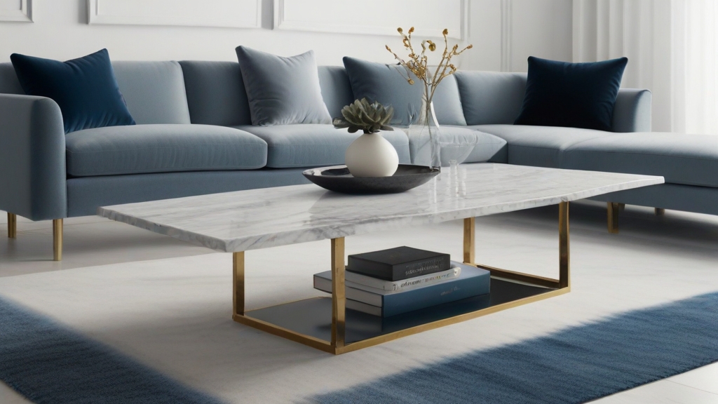 Default minimalist room and soft blue grey sofa Modern Marble 0