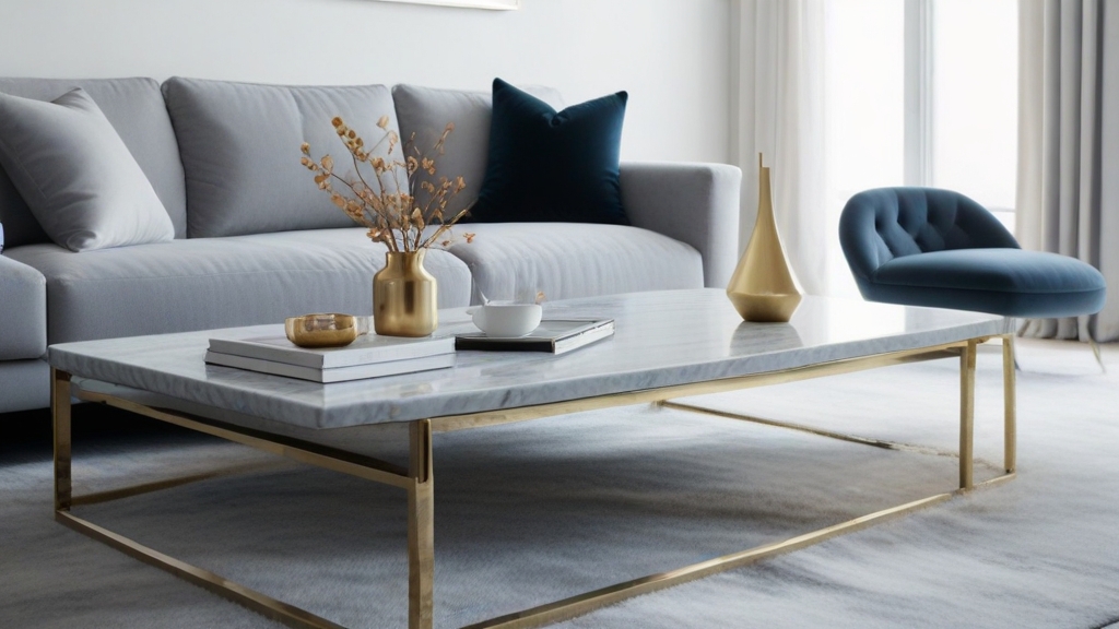 Default minimalist room and soft blue grey sofa Modern Marble 3
